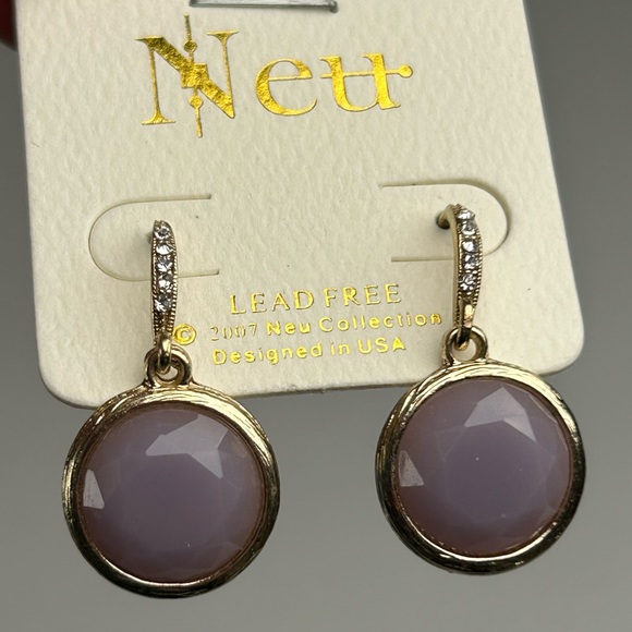 Neu Costume Lavender Gold Tone Earrings C-3 - Picture 3 of 3